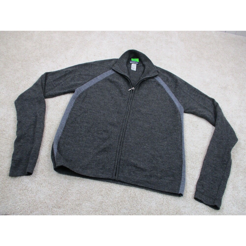 Patagonia Sweater Mens Small S Gray Knit Wool Full Zip - Picture 2 of 11